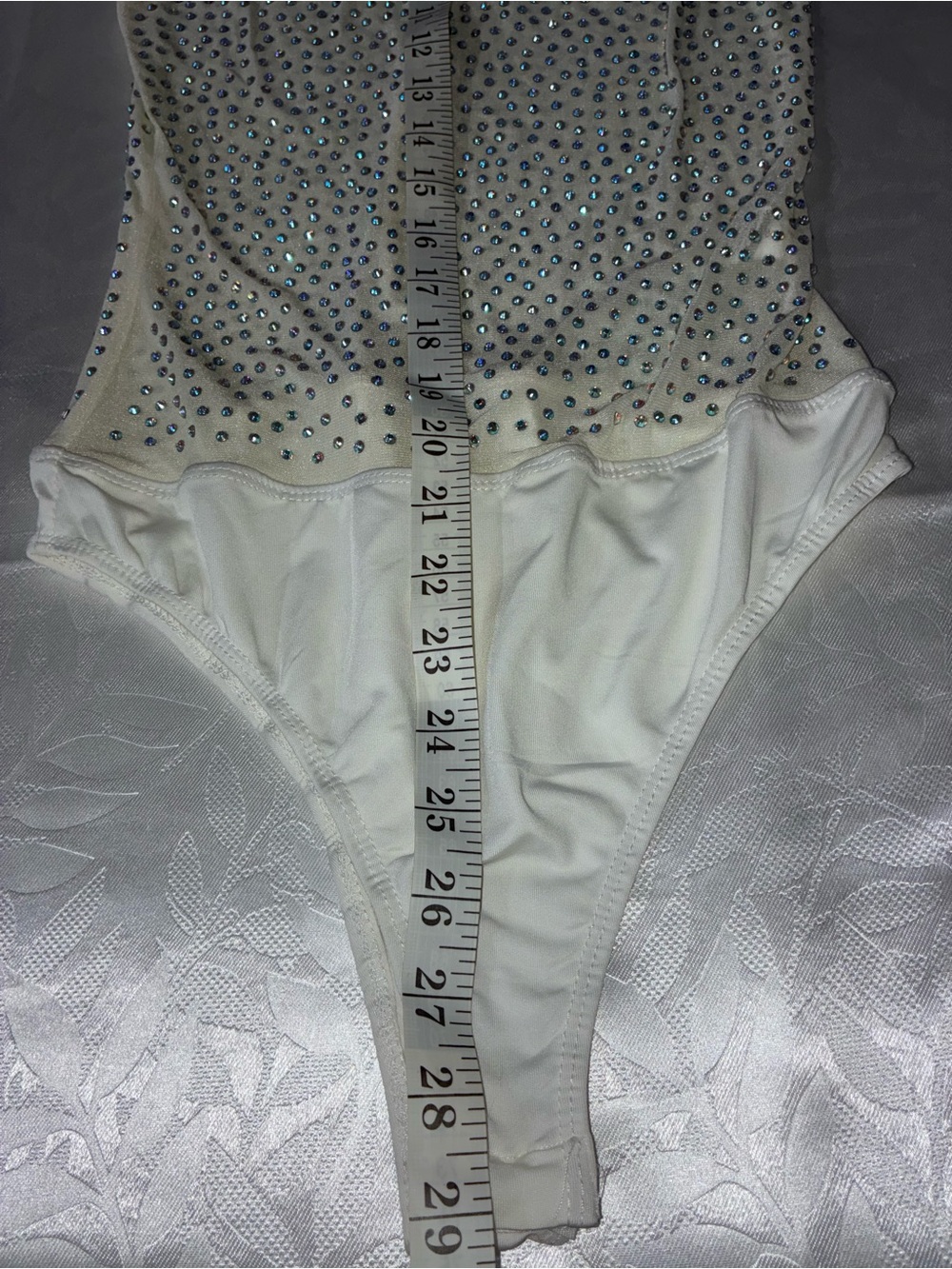 Ivory Rhinestone Leotard size L - Picture 4 of 5